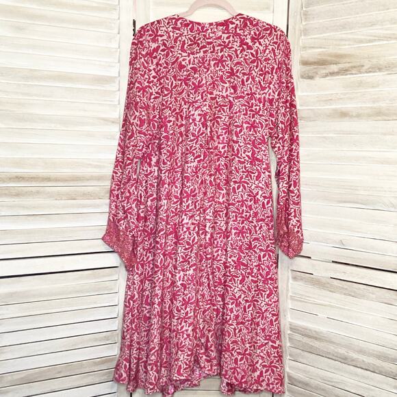 Natalie Martin 100% Silk Short Fiore Swing Dress Gloriosa Hot Pink Floral XL NWT - Picture 3 of 8